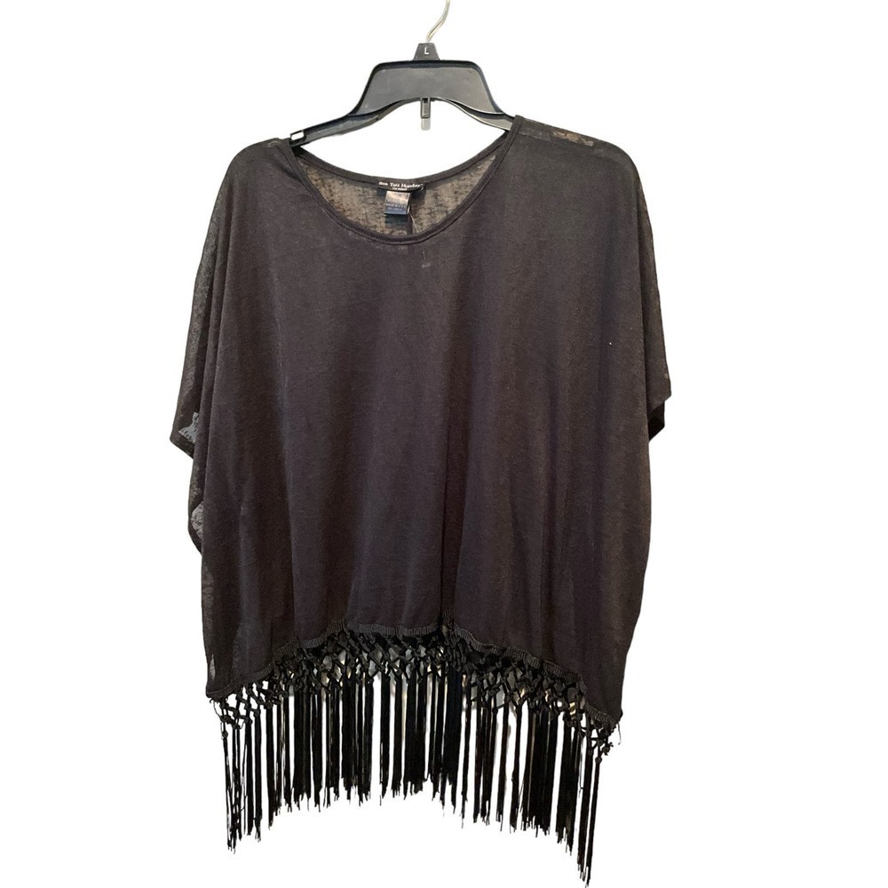 See You Monday Fringe Blouse Top Women M  Round Neck Cover up